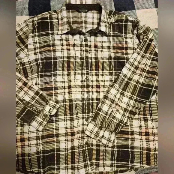 Riders By Lee Womens Brown Plaid button up Flannel shirt size XXXL - Picture 1 of 10